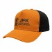 USA-made 5S Athletic Gold-Black Polycotton Twill baseball cap, decorated view, manufactured in Newark NJ