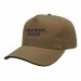 USA-made 5S Khaki-Black Polycotton Twill baseball cap, decorated view, manufactured in Newark NJ