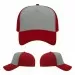 USA-made 5L Light Gray-Red Domestic Twill baseball cap, virtual view, manufactured in Newark NJ