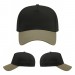 USA-made 5L Black-Khaki Organic Twill baseball cap, virtual view, manufactured in Newark NJ