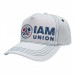 USA-made 5S White-Navy Organic Twill baseball cap, decorated view, manufactured in Newark NJ