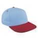 Light Blue Low Crown 5 Panel-Red Visor, Eyelets