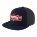 USA-made 6H Navy-Dark Gray Chino baseball cap, decorated view, manufactured in Newark NJ