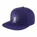 USA-made 6H Purple Chino baseball cap, decorated view, manufactured in Newark NJ