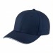 USA-made 6H Navy-White Chino baseball cap, 3q view, manufactured in Newark NJ