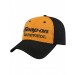 USA-made 6L Athletic Gold-Black Chino baseball cap, decorated view, manufactured in Newark NJ