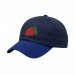 USA-made 6U Navy-Royal Blue Chino baseball cap, decorated view, manufactured in Newark NJ