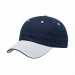 USA-made 6U Navy-White Chino baseball cap, 3q view, manufactured in Newark NJ