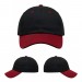USA-made 6U Black-Red Chino baseball cap, virtual view, manufactured in Newark NJ