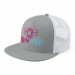 USA-made 6H Light Gray-White Chino baseball cap, decorated view, manufactured in Newark NJ
