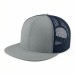 USA-made 6H Light Gray-Navy Chino baseball cap, 3q view, manufactured in Newark NJ