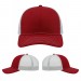 USA-made 6S Red-White Chino baseball cap, virtual view, manufactured in Newark NJ
