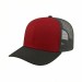 USA-made 6S Red-Black Chino baseball cap, 3q view, manufactured in Newark NJ
