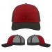 USA-made 6S Red-Black Chino baseball cap, virtual view, manufactured in Newark NJ