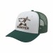 USA-made 6S White-Hunter Green Chino baseball cap, decorated view, manufactured in Newark NJ