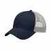 USA-made 6U Navy-White Chino baseball cap, 3q view, manufactured in Newark NJ
