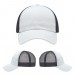 USA-made 6U White-Navy Chino baseball cap, virtual view, manufactured in Newark NJ