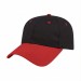 USA-made 6L Black-Red Cotton Duck baseball cap, 3q view, manufactured in Newark NJ