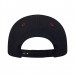 USA-made 6L Black-Red Cotton Duck baseball cap, back view, manufactured in Newark NJ