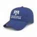 USA-made 6L Royal Blue Cotton Duck baseball cap, decorated view, manufactured in Newark NJ