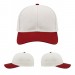 USA-made 6S White-Red Cotton Duck baseball cap, virtual view, manufactured in Newark NJ
