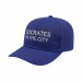 USA-made 6S Royal Blue Cotton Duck baseball cap, decorated view, manufactured in Newark NJ