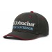 USA-made 6U Black-Red Cotton Duck baseball cap, decorated view, manufactured in Newark NJ