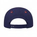 USA-made 6U Navy-Orange Cotton Duck baseball cap, back view, manufactured in Newark NJ