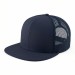 USA-made 6H Navy Polycotton Twill baseball cap, 3q view, manufactured in Newark NJ