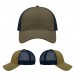 USA-made 6L Khaki-Navy Polycotton Twill baseball cap, virtual view, manufactured in Newark NJ