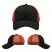 USA-made 6L Black-Orange Polycotton Twill baseball cap, virtual view, manufactured in Newark NJ