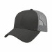 USA-made 6L Dark Gray-Light Gray Polycotton Twill baseball cap, 3q view, manufactured in Newark NJ