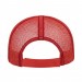 USA-made 6L Red Polycotton Twill baseball cap, back view, manufactured in Newark NJ