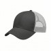 USA-made 6U Dark Gray-White Polycotton Twill baseball cap, 3q view, manufactured in Newark NJ