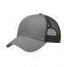 USA-made 6U Light Gray-Black Polycotton Twill baseball cap, 3q view, manufactured in Newark NJ