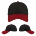 USA-made 6L Black-Red Cotton Spandex baseball cap, virtual view, manufactured in Newark NJ
