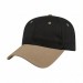 USA-made 6L Black-Khaki Cotton Spandex baseball cap, 3q view, manufactured in Newark NJ