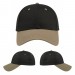 USA-made 6L Black-Khaki Cotton Spandex baseball cap, virtual view, manufactured in Newark NJ
