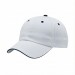 USA-made 6U White-Navy Cotton Spandex baseball cap, 3q view, manufactured in Newark NJ