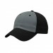 USA-made 6U Light Gray-Black Cotton Spandex baseball cap, 3q view, manufactured in Newark NJ
