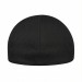 USA-made 6U Light Gray-Black Cotton Spandex baseball cap, back view, manufactured in Newark NJ