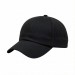 USA-made 6U Black Cotton Spandex baseball cap, 3q view, manufactured in Newark NJ