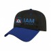 USA-made 6L Black-Royal Blue Polycotton Twill baseball cap, decorated view, manufactured in Newark NJ