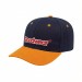 USA-made 6S Navy-Athletic Gold Polycotton Twill baseball cap, decorated view, manufactured in Newark NJ