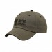 USA-made 6U Khaki-Black Polycotton Twill baseball cap, decorated view, manufactured in Newark NJ