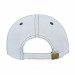 USA-made 6U White-Black Polycotton Twill baseball cap, back view, manufactured in Newark NJ
