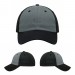 USA-made 6U Light Gray-Black Polycotton Twill baseball cap, virtual view, manufactured in Newark NJ