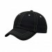 USA-made 6U Black-White Polycotton Twill baseball cap, 3q view, manufactured in Newark NJ
