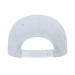 USA-made 6U White Polycotton Twill baseball cap, back view, manufactured in Newark NJ