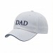 USA-made 6U White-Royal Blue Polycotton Twill baseball cap, decorated view, manufactured in Newark NJ